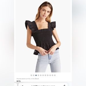 Hill house home Paz top black poplin size small